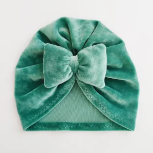 Τουρμπάνι βρεφικό βελουτέ dusty mint